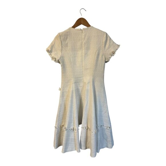 MIRI White Tweed Formal Dress Size 4 Metallic Embellished Wedding Bride - Picture 3 of 8